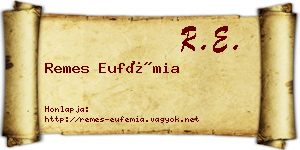 Remes Eufémia névjegykártya